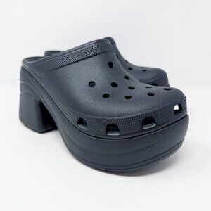 Crocs Black Rubber Siren Clog Women's Size 9 EUC Chunky Heel Platform